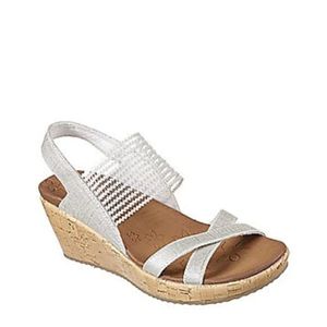 Skechers High Tea Natural Linen Wedge Sand…